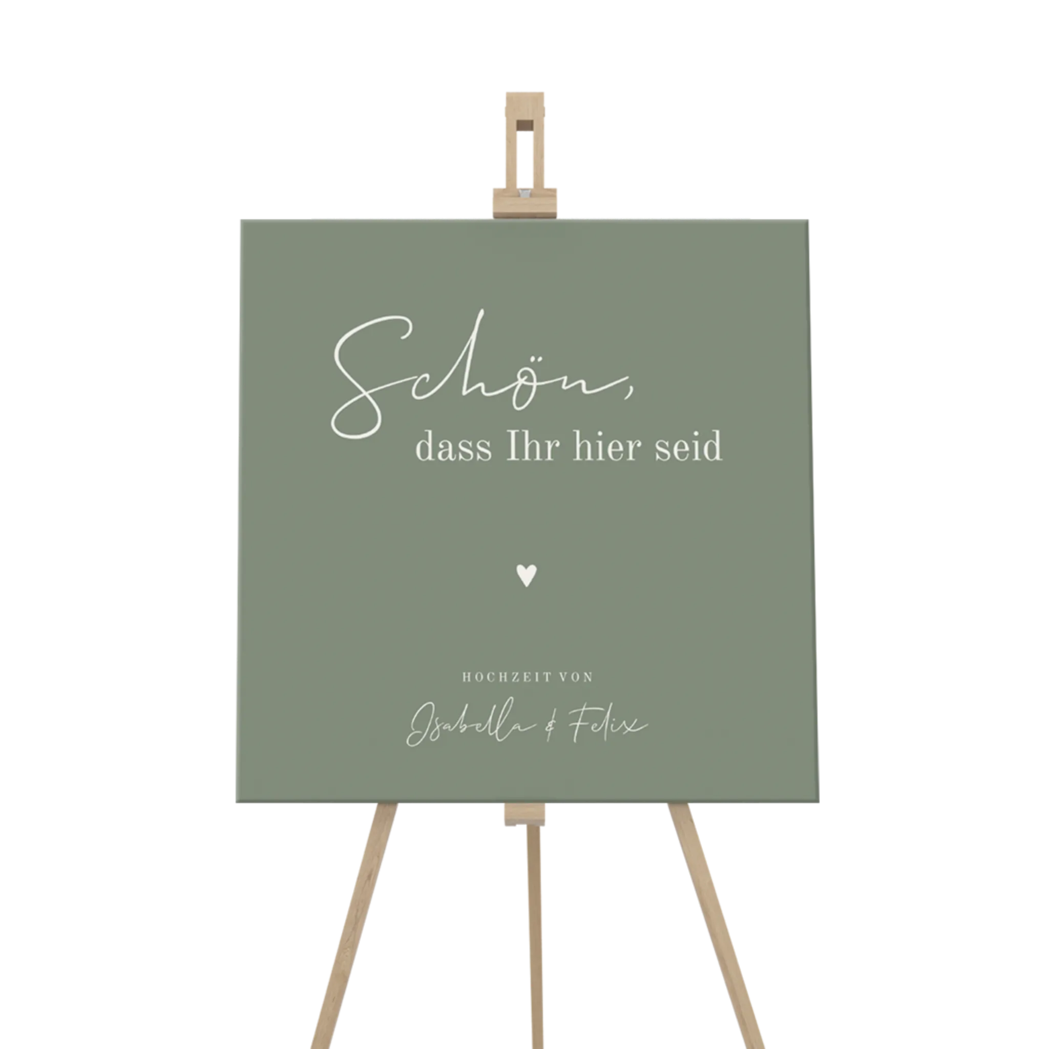 Grünes minimalistisches Willkommensschild mit Herz 70x70cm