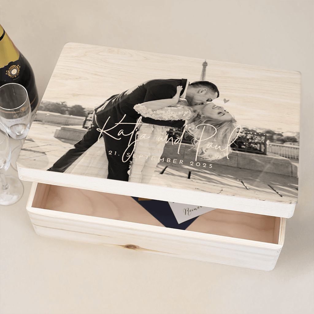 Hölzerne Erinnerungskiste Hochzeit
