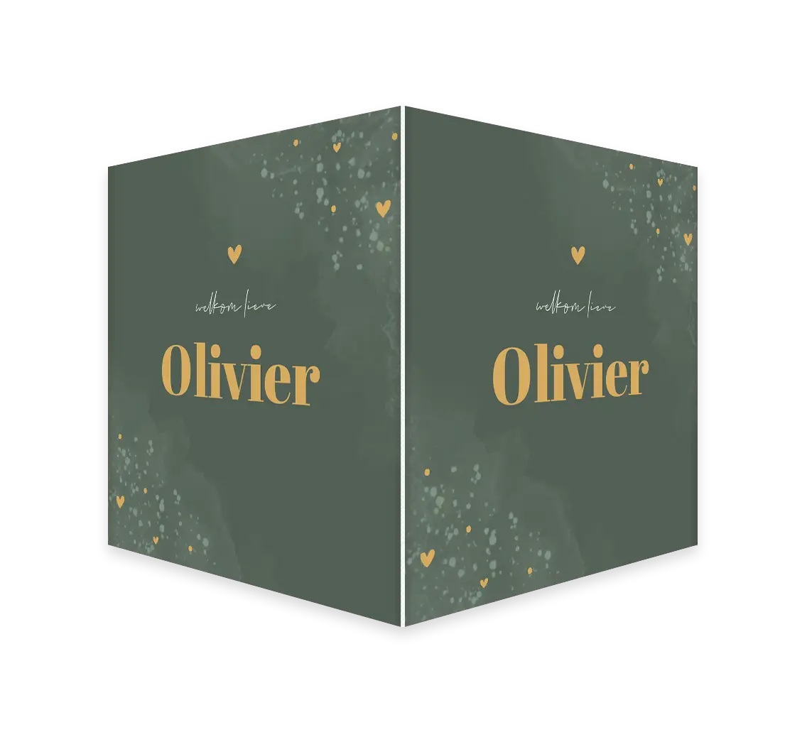 Raambord groen met goudkleurige hartjes en spetters