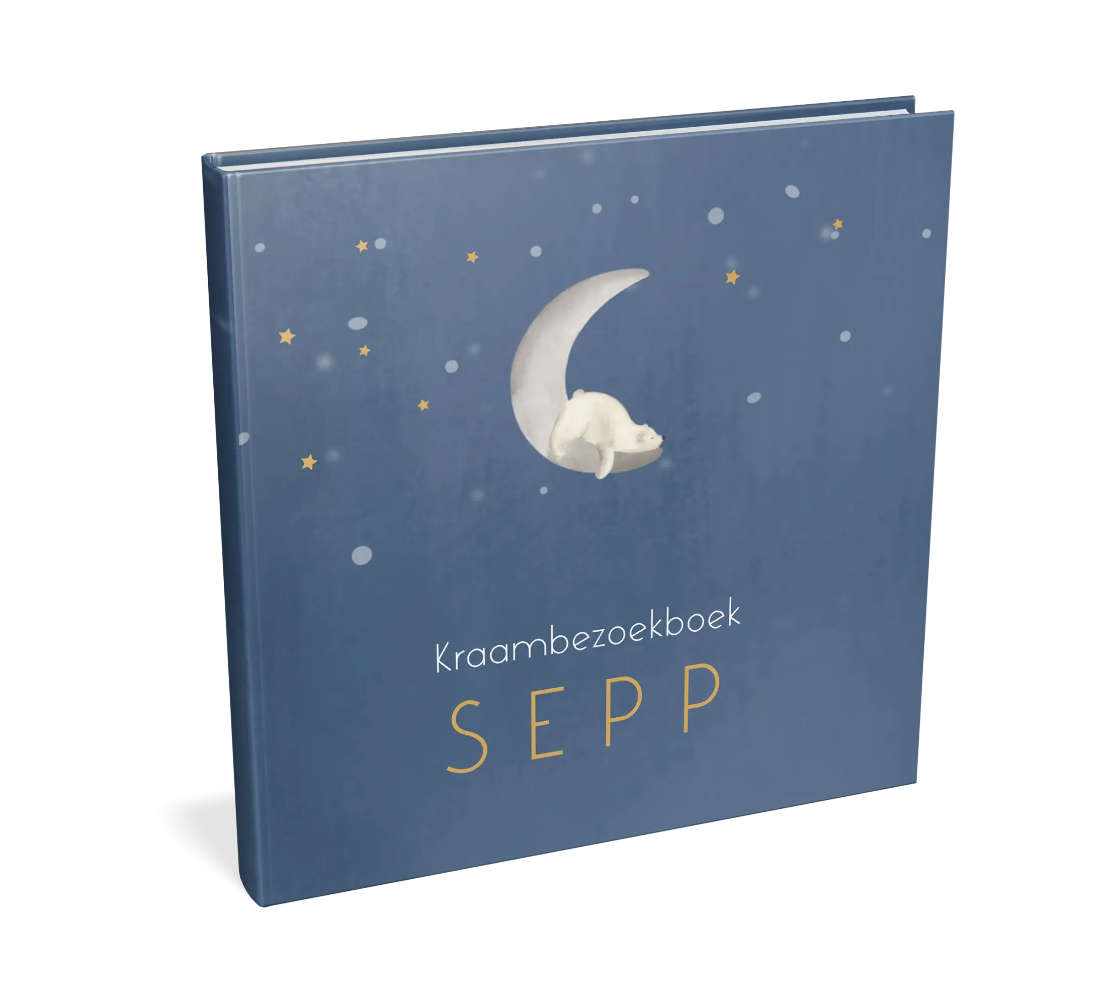 Kraambezoekboek met sterrenhemel en ijsbeer op maan - met invulpagina's