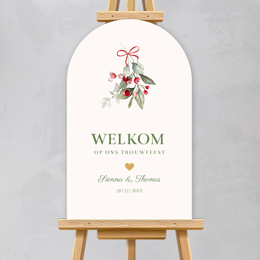 Bruiloftsbord boog kerst maretak groen