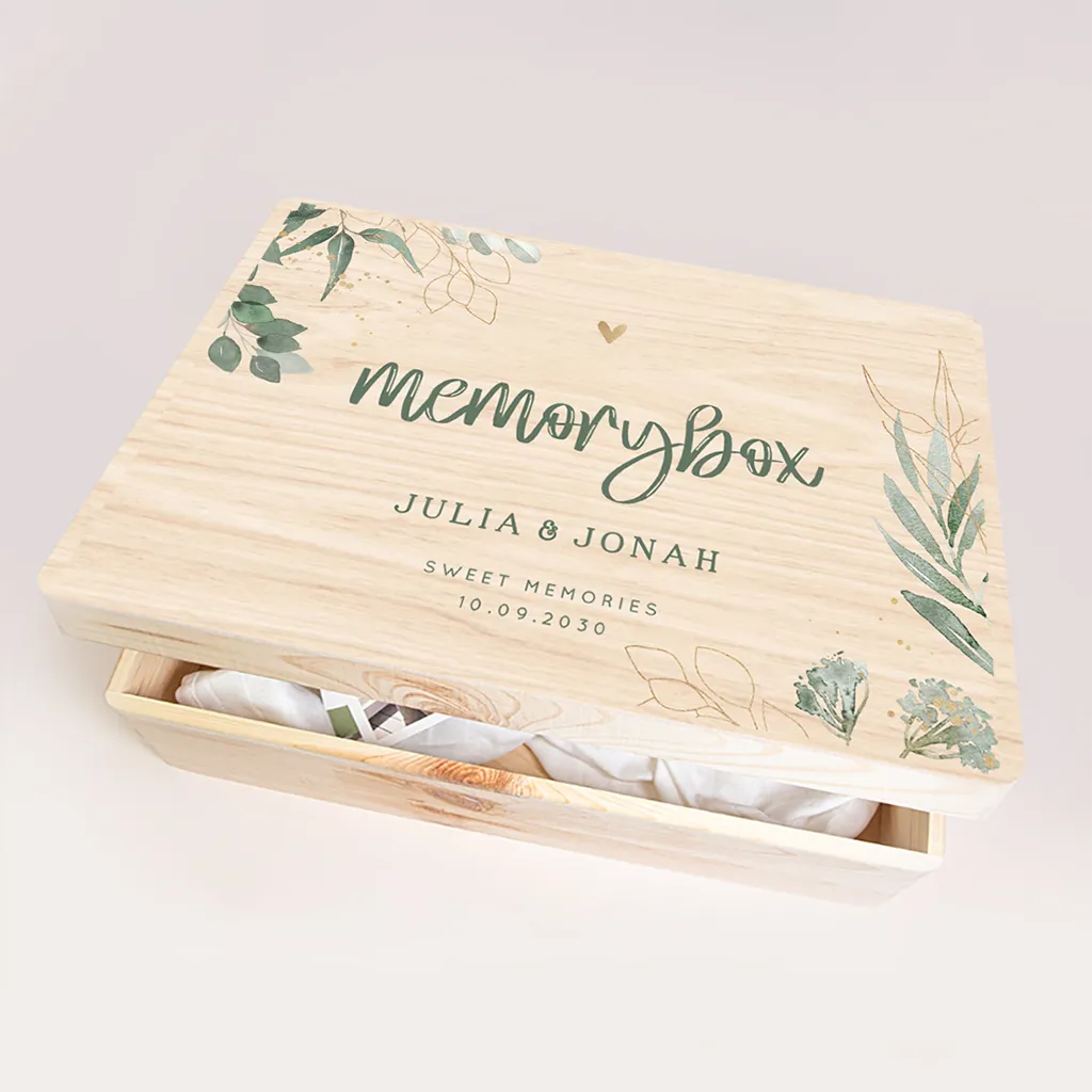 Memorybox huwelijk in botanische stijl