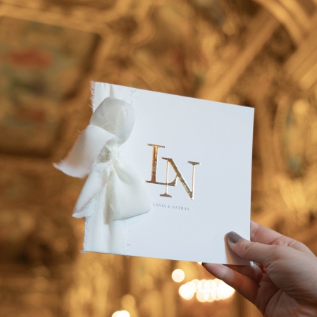 Faire-part monogramme doré