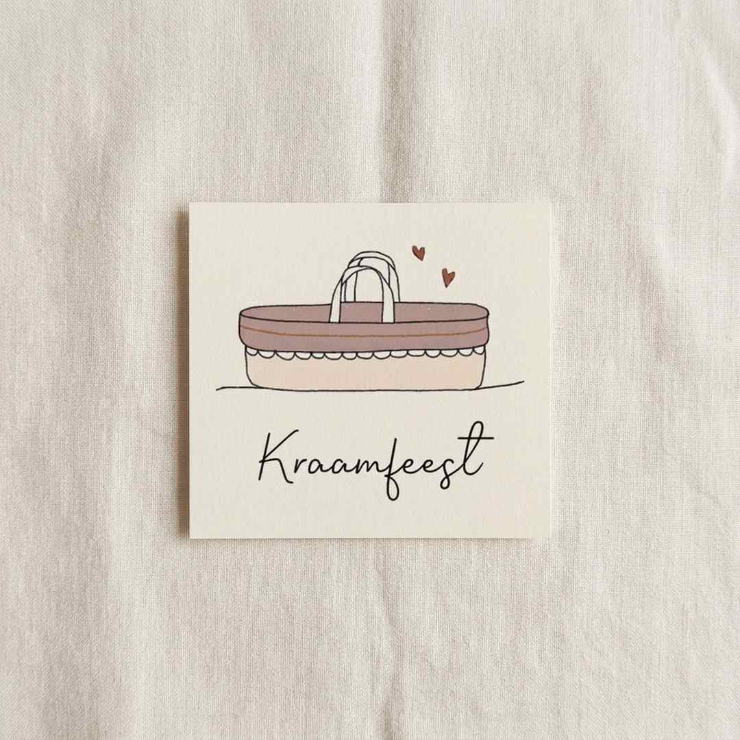 Kraamfeest kaartje mozes mandje meisje