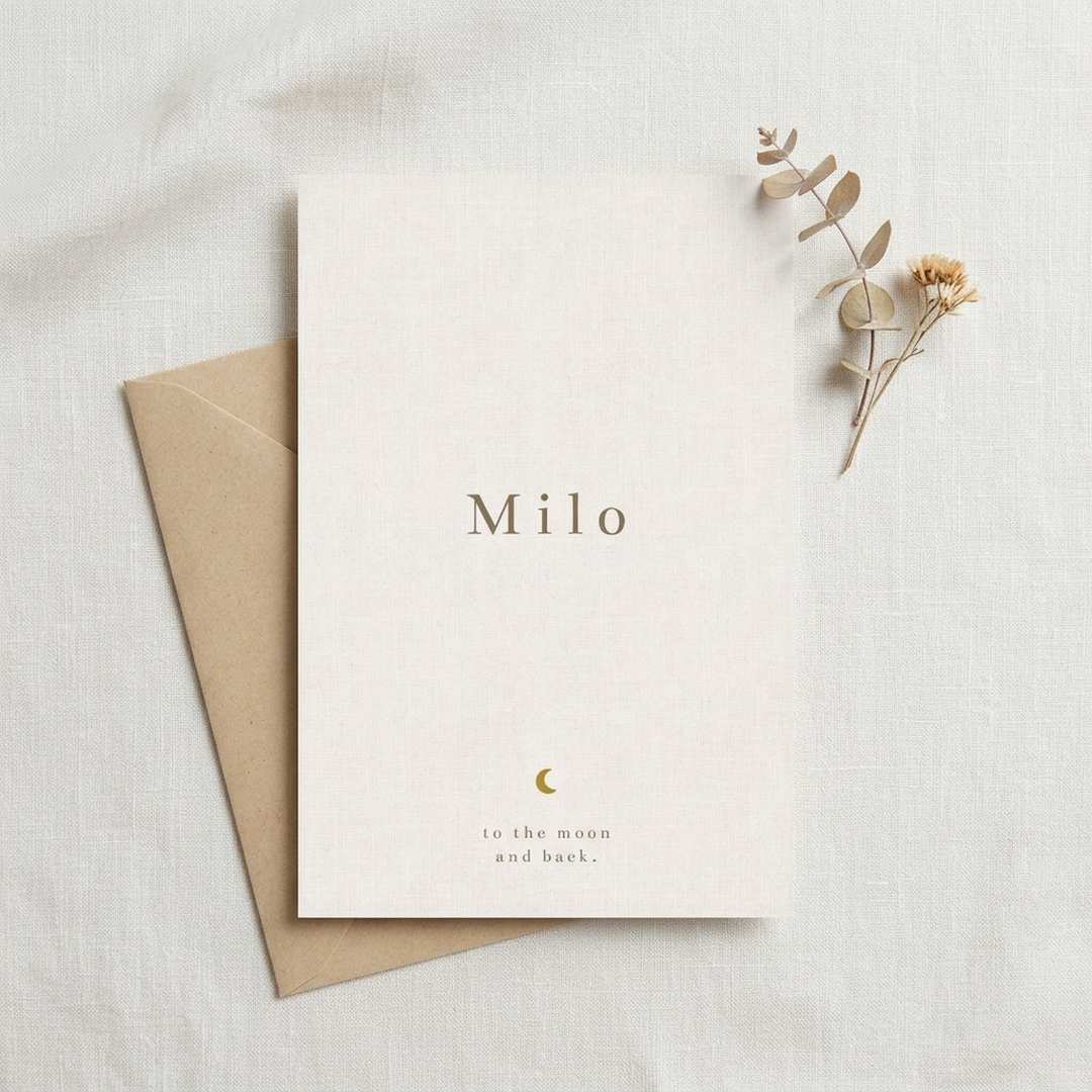 Geboortekaartje minimalistisch maan