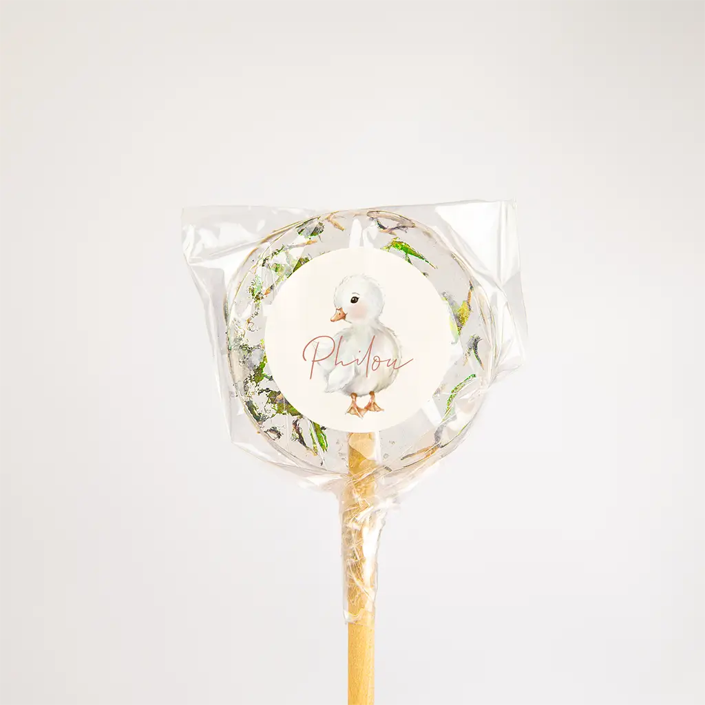 Naamsticker met illustratie van lief eendje - per 25 stuks