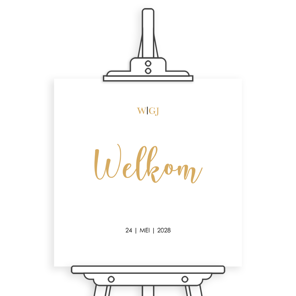 Eenvoudig en klassiek welkomstbord met logo
