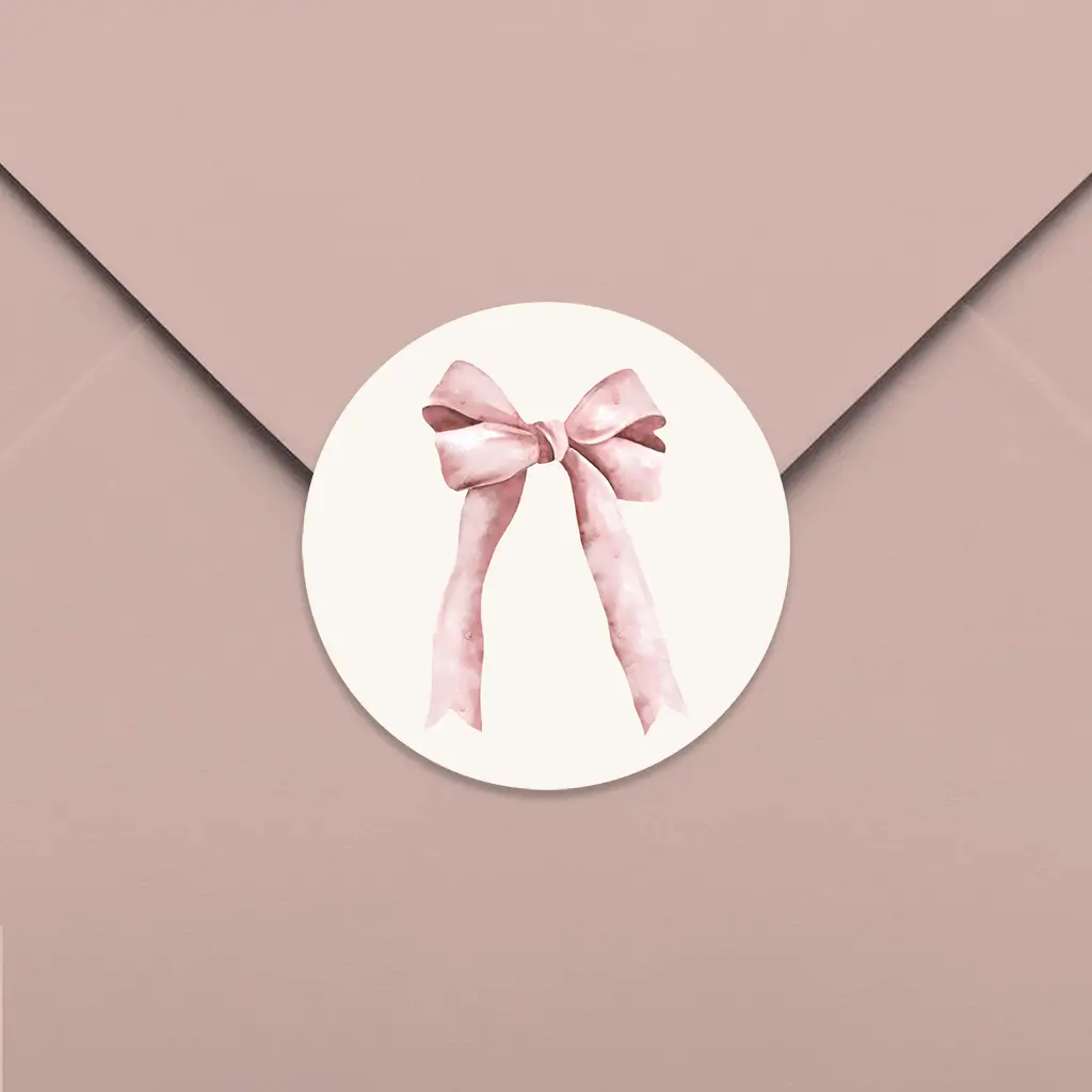 Sluitsticker met lief roze strikje - per 25 stuks