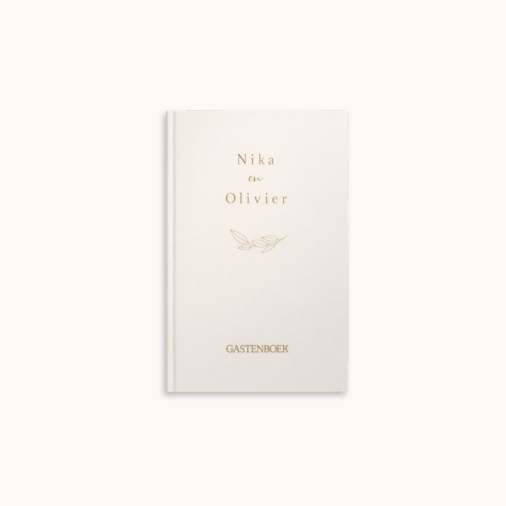 Gastenboek beige brons takje