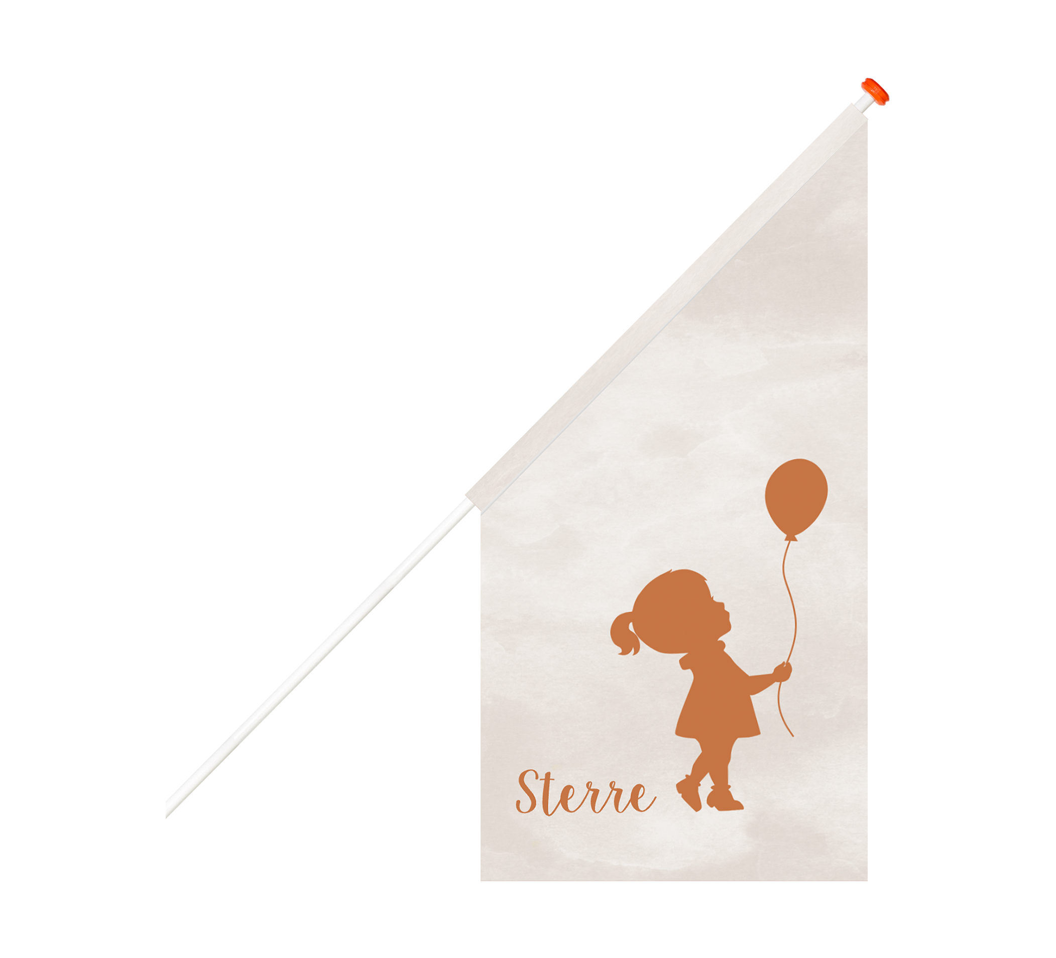 Hippe geboortevlag met silhouet meisje en watercolour