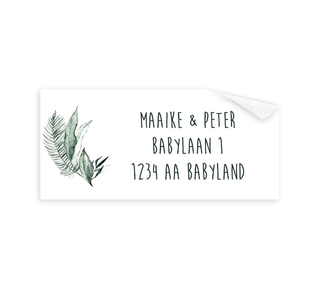 Adressticker met groene blaadjes