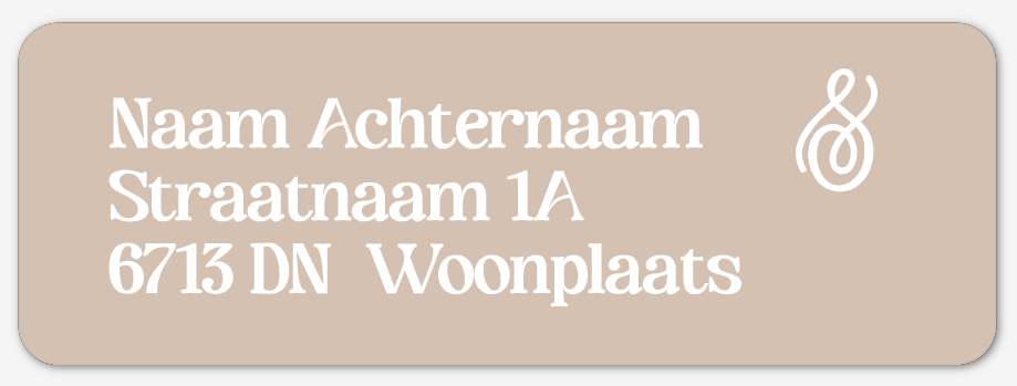 adresstickers afgerond beige wit en teken