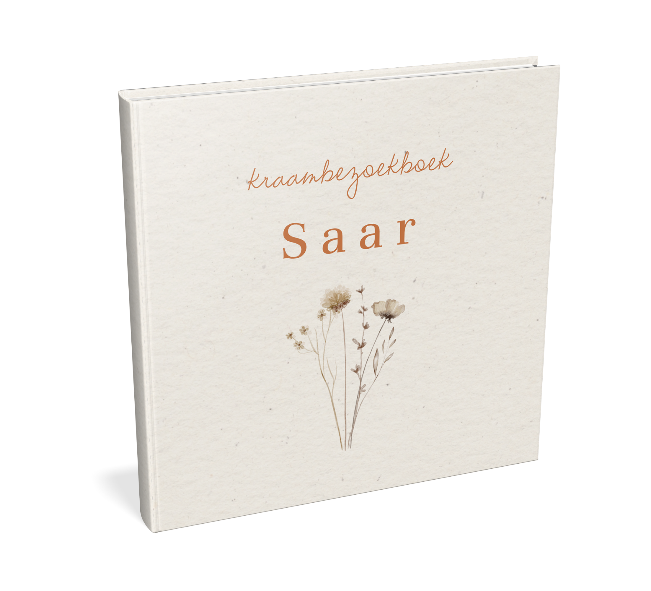 Stijlvol kraambezoekboek met droogbloemen