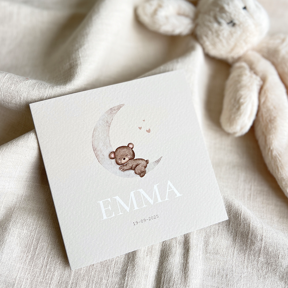 Geboortekaartje Meisje Hartje Maantje Beertje