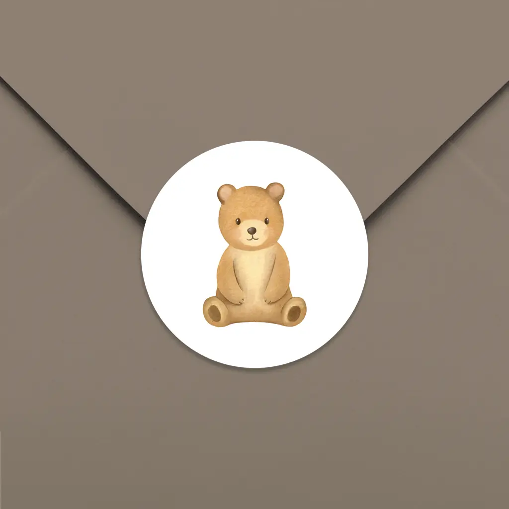 Sluitsticker met zittend beertje - per vel