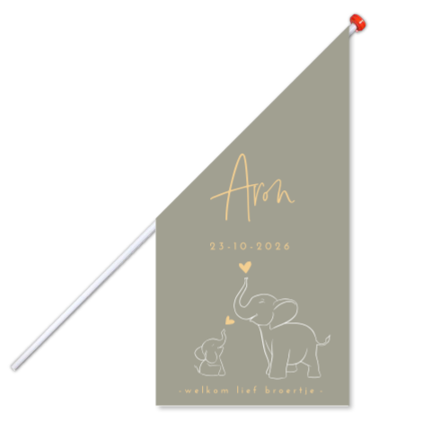 Geboortevlag jongen groen met olifantjes