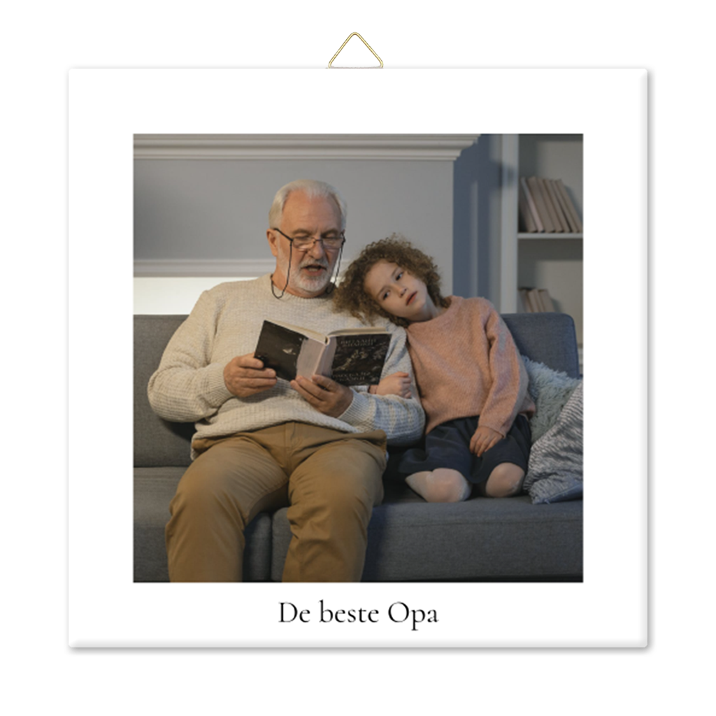 Keramiek tegeltje 'beste opa' met foto