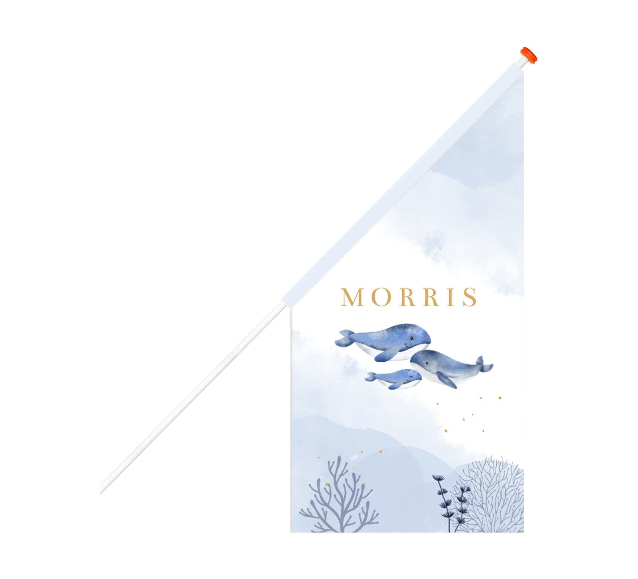 Avontuurlijke geboortevlag met watercolour en walvissen