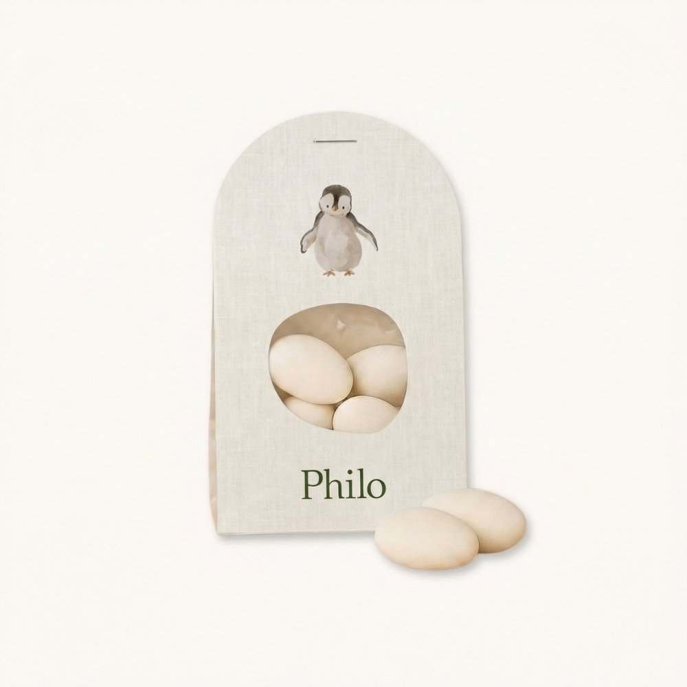 Winterse doopsuiker wikkel jongen pinguïn