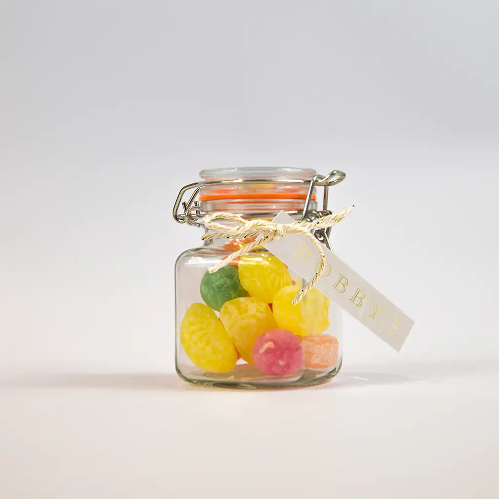 Doopsuiker labeltje met naam in folie op marmer-look - per 16 stuks