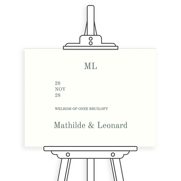 Liggend welkomstbord in beige met logo