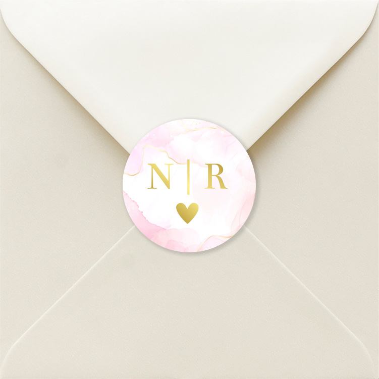 Sluitzegels huwelijk marmerlook goudfolie