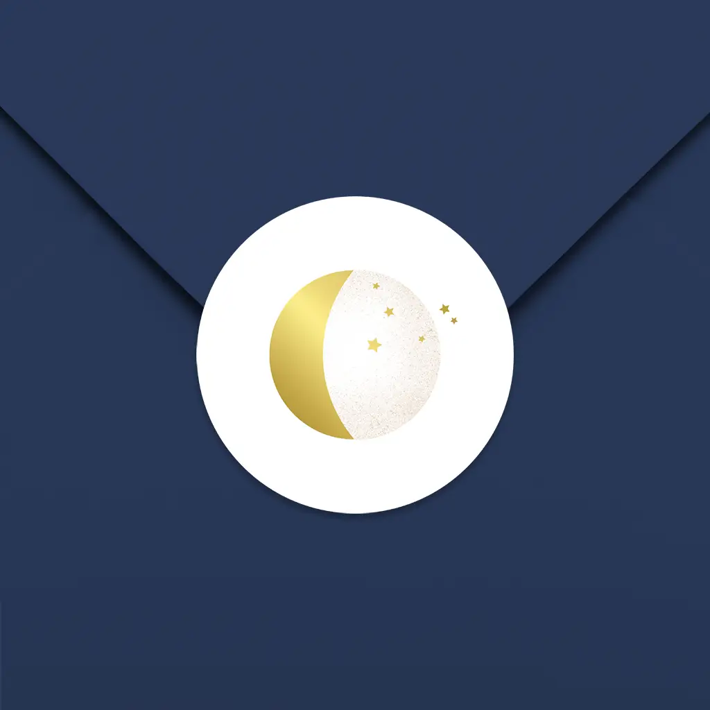Sluitsticker met goudfolie maan - per vel