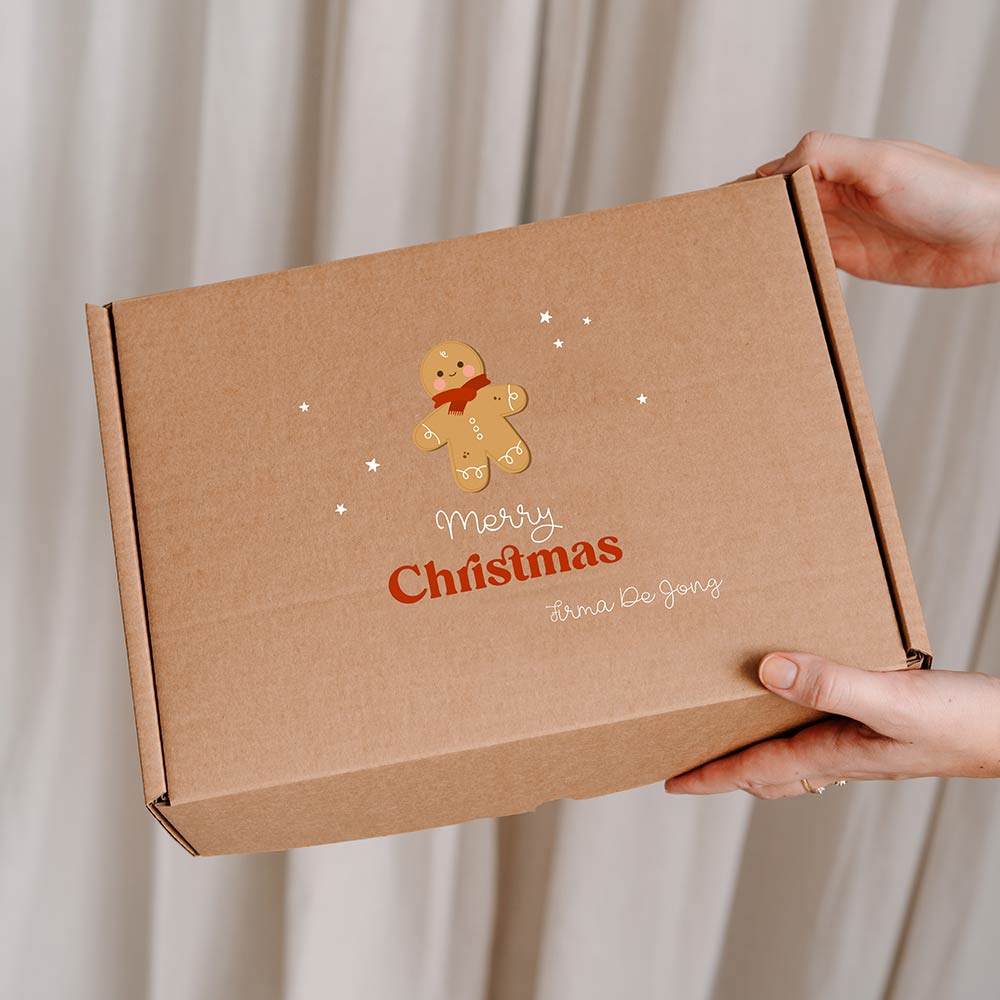 Kerst cadeaudoos met koekmannetje