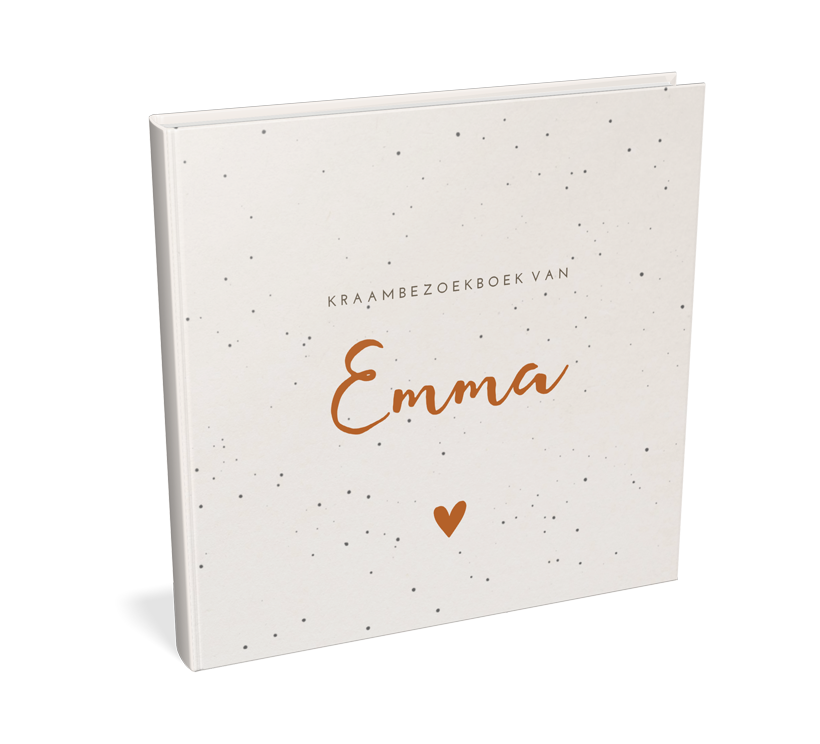 Stoer kraambezoekboek in naturellook met hartje