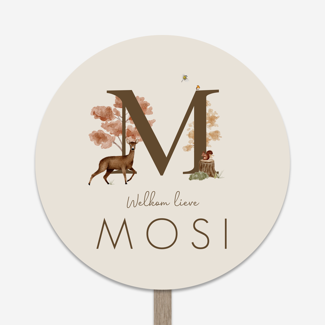 Tuinbord Rond Beige Bosdieren Letter