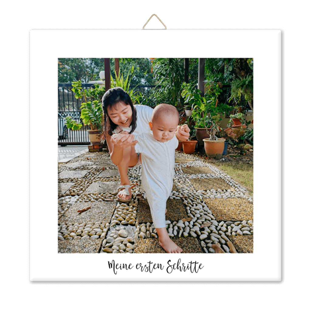 Personalisierbare Keramikfliese "Erste Schritte"