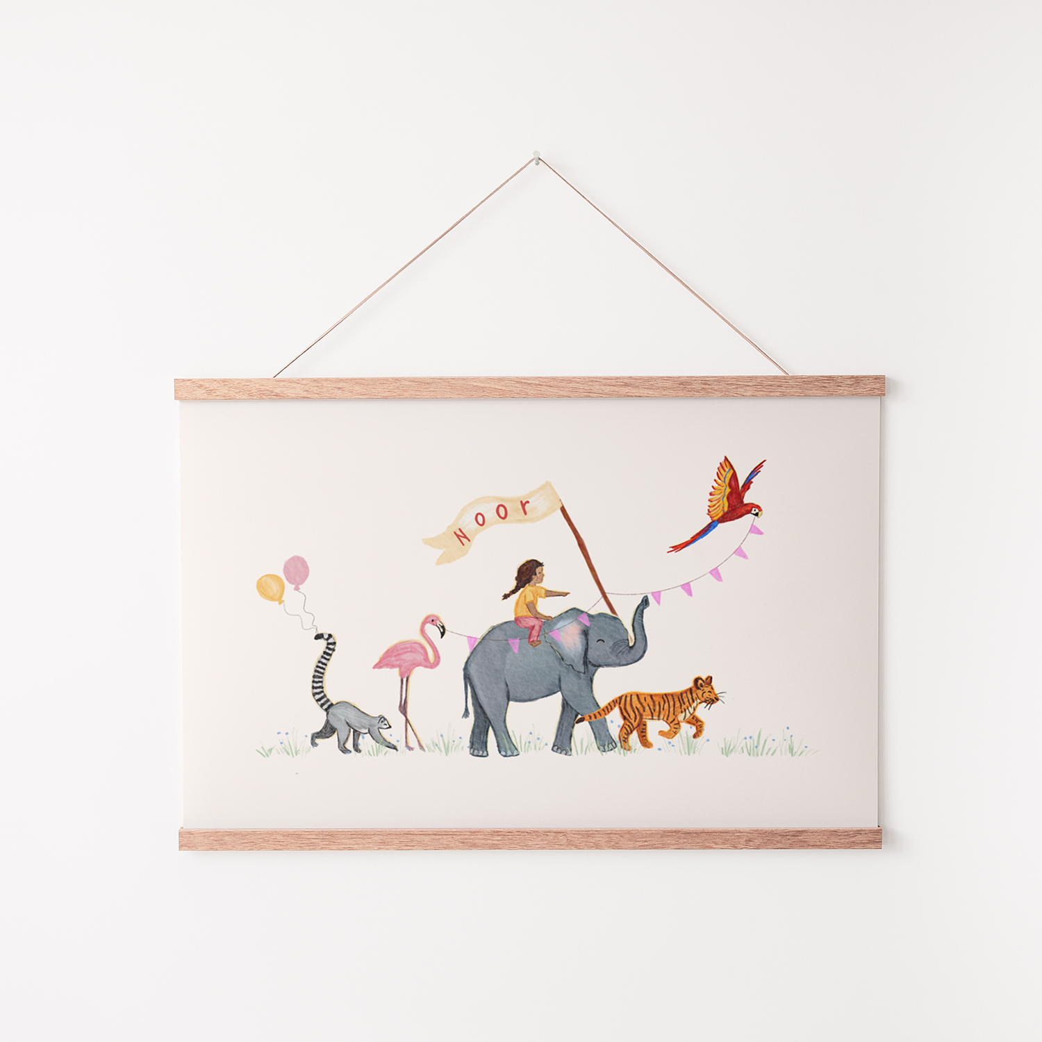 Canvasposter met illustratie van parade jungle diertjes
