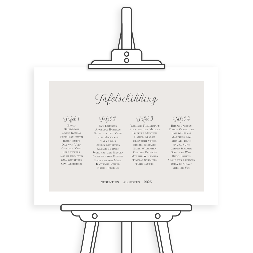 Klassieke tafelschikking met witte rand