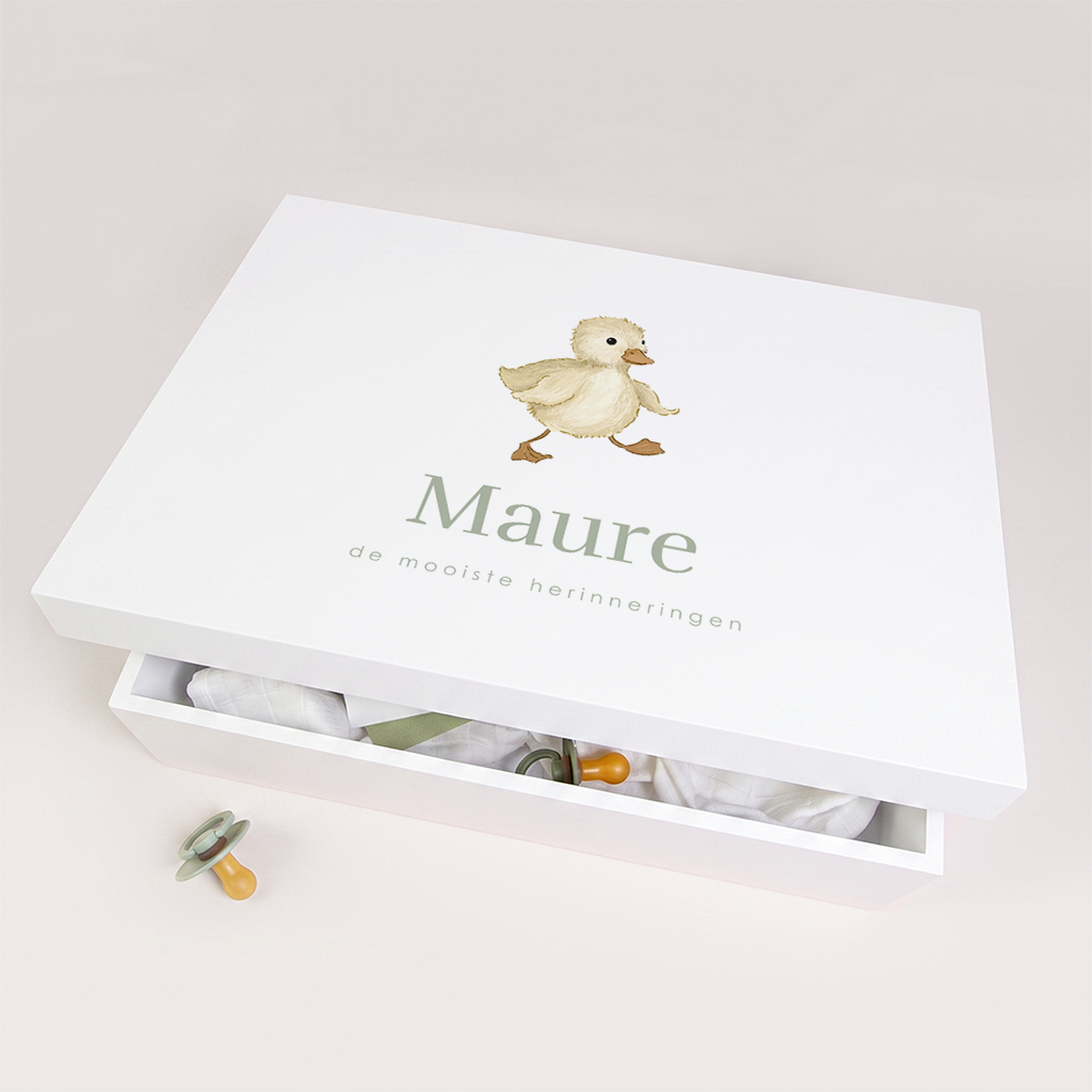 Memorybox wit met schattig eendje