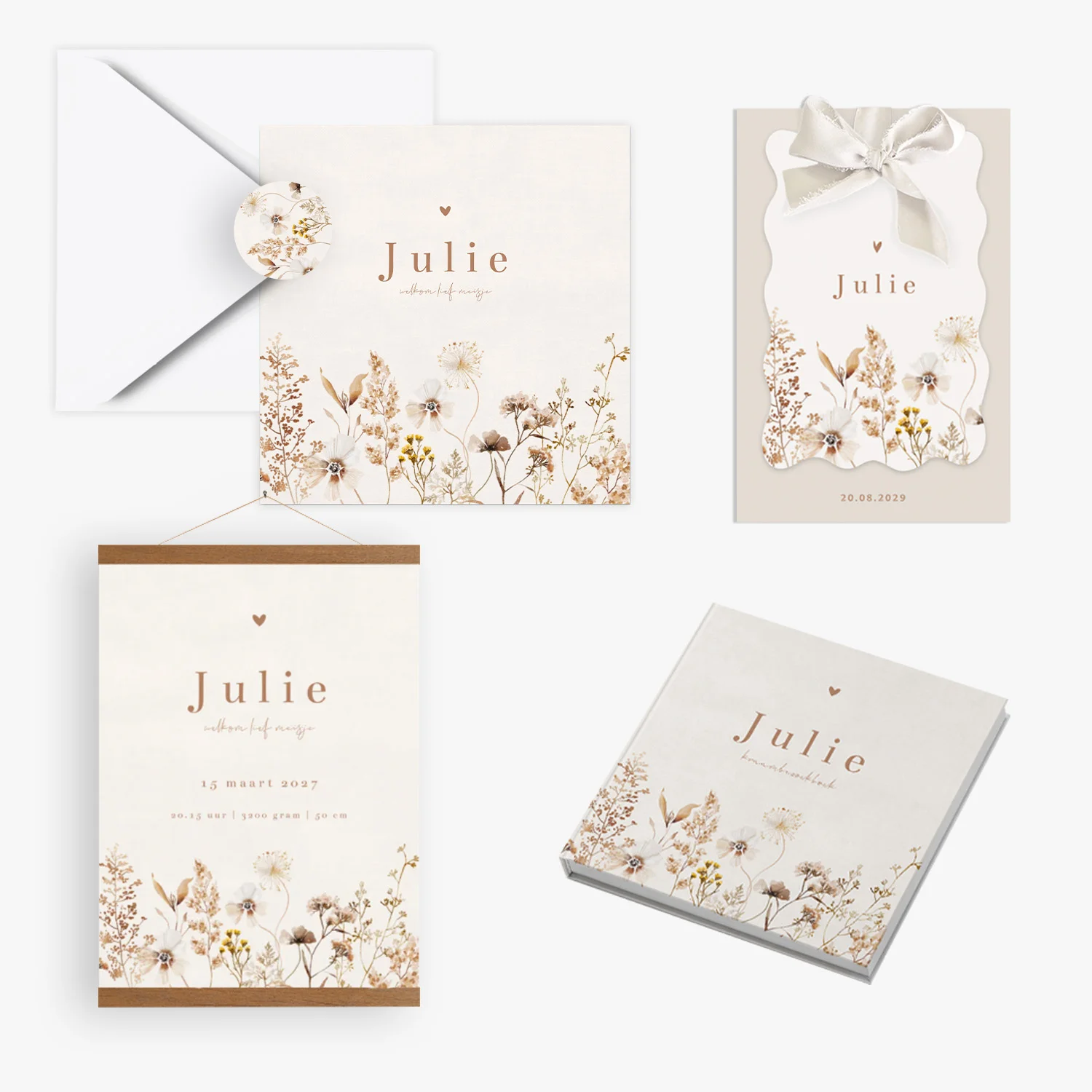 doorlink geboortekaartjes set born to bloom