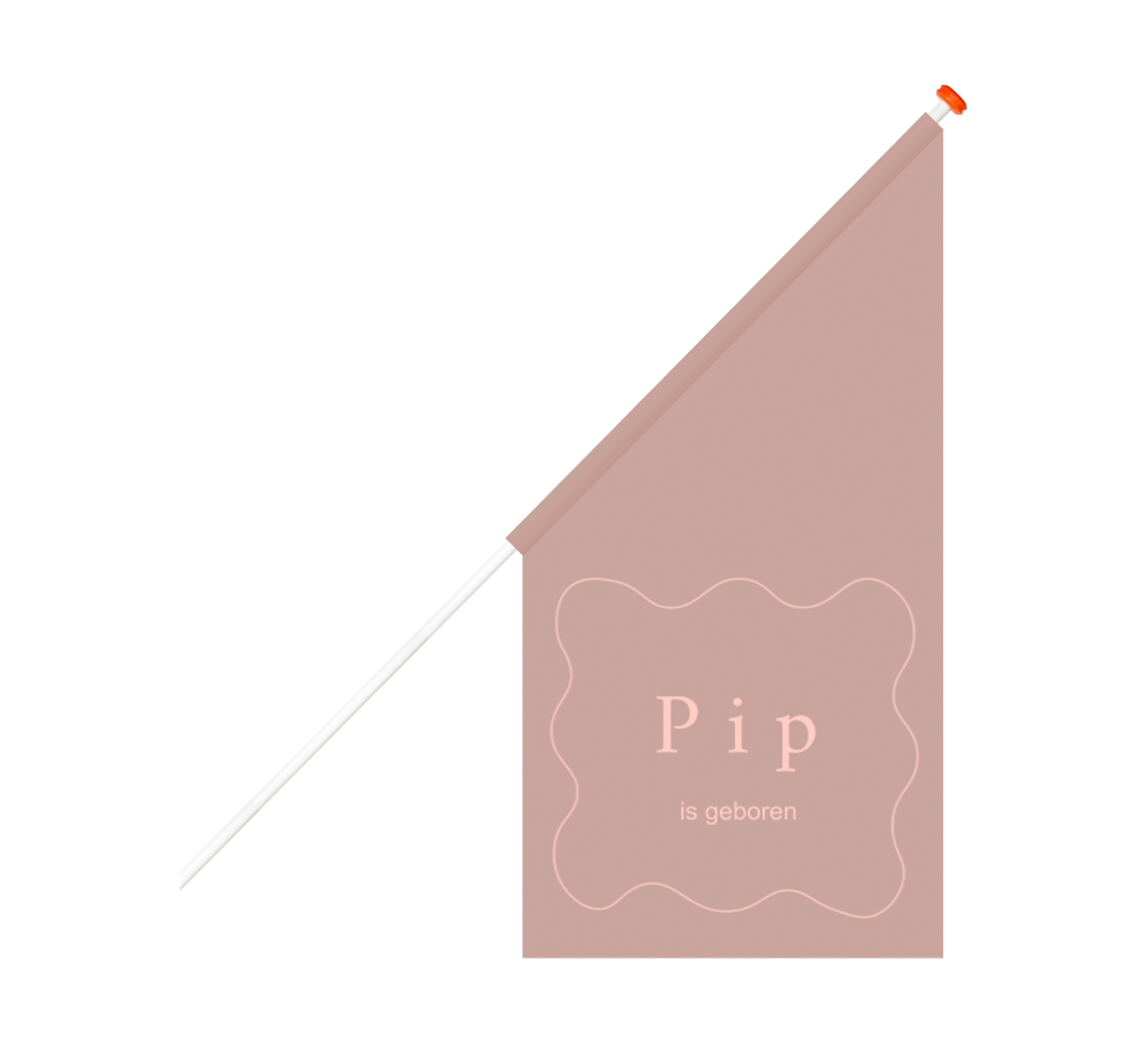 Geboortevlag oudroze met lijntekening