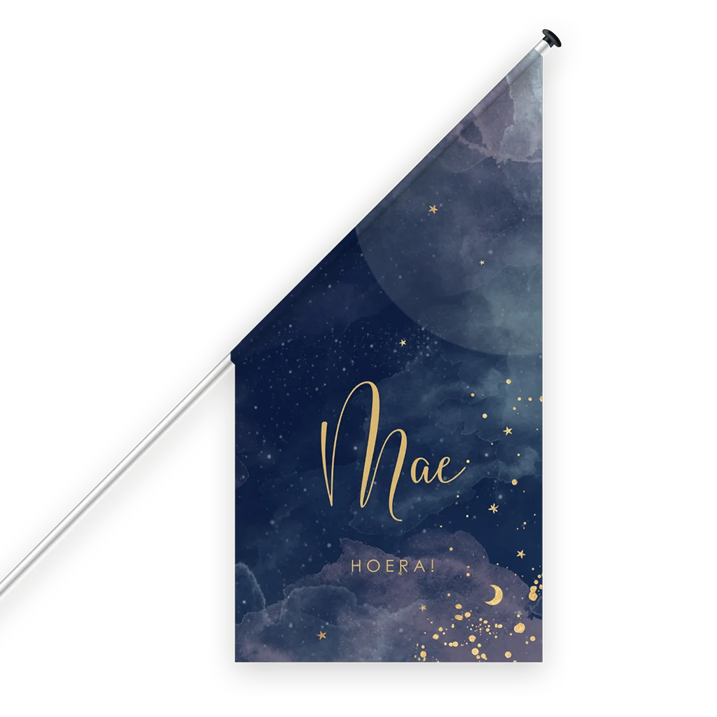 Geboortevlag met naam en sterrenhemel