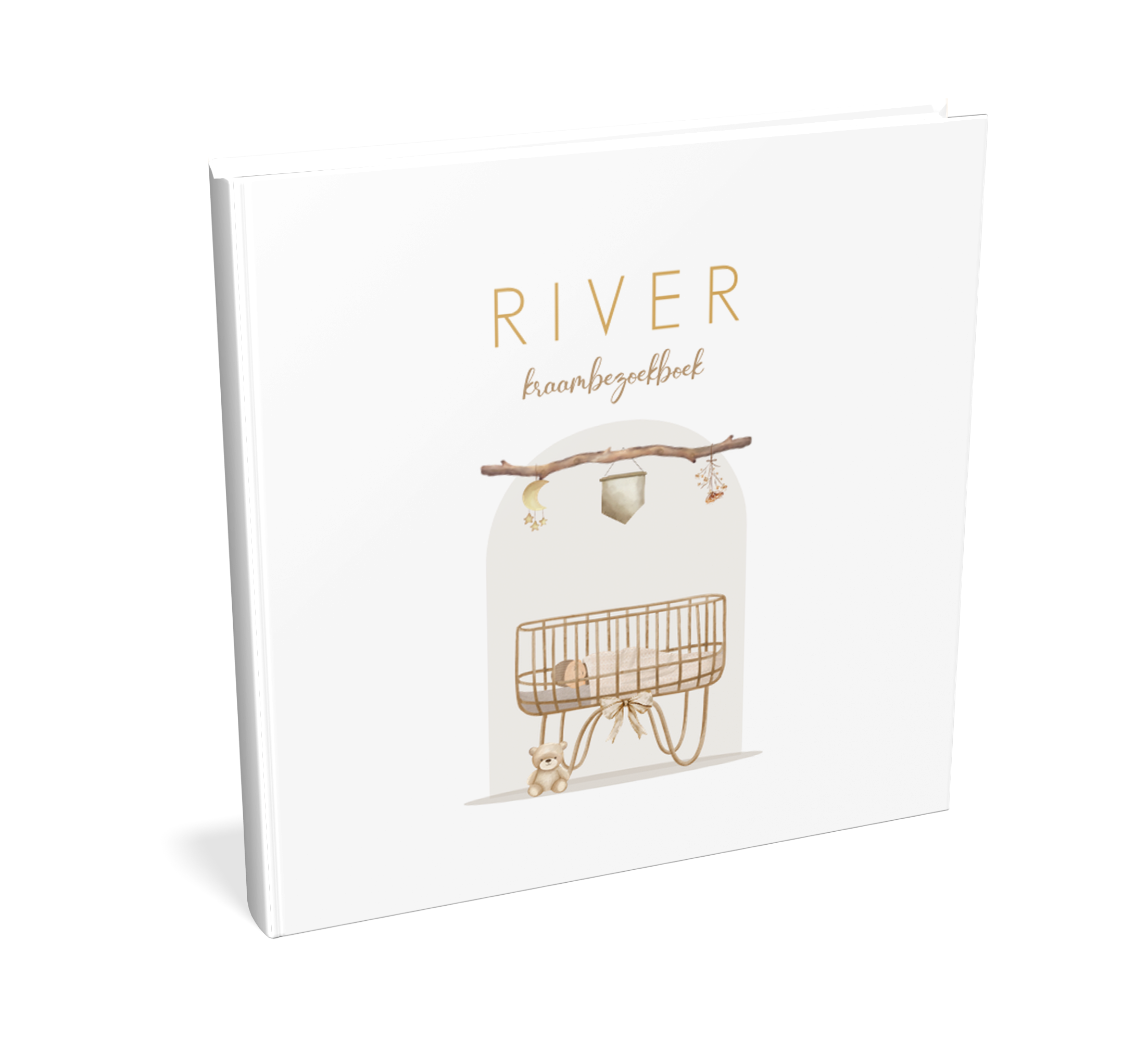 Kraambezoekboek met illustratie wiegje