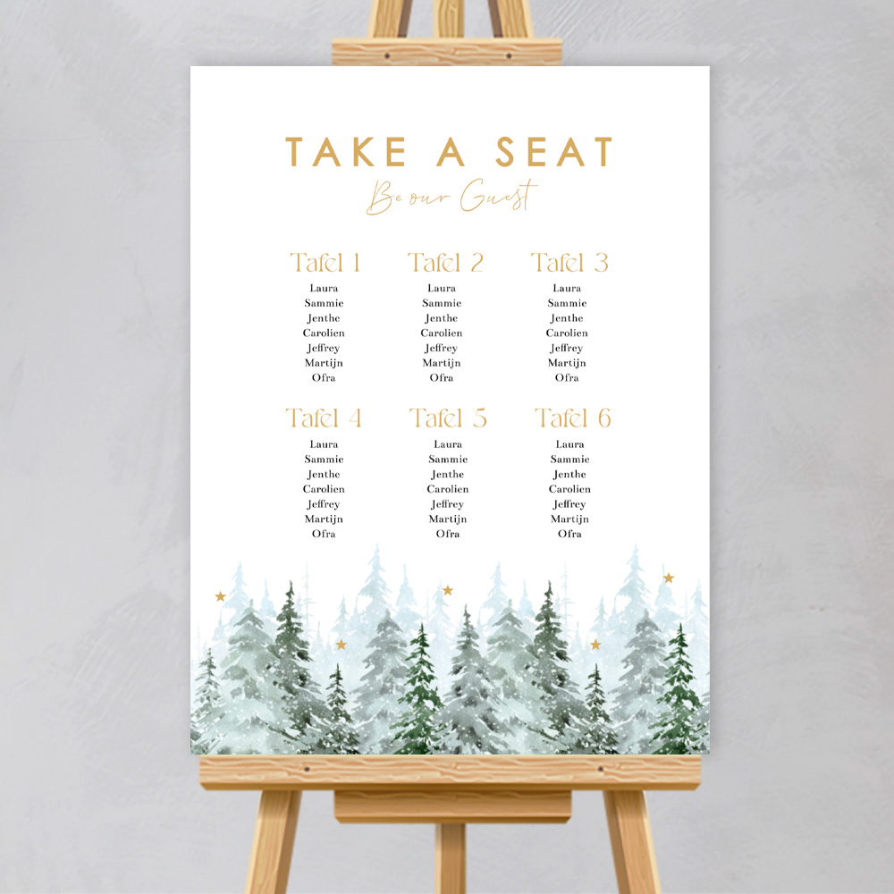 Tafelschikking bord bruiloft winter wedding groen
