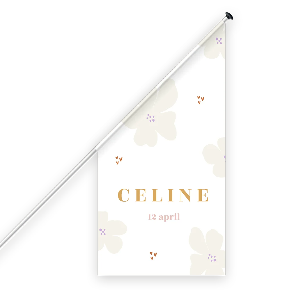 Geboortevlag met unieke bloemen