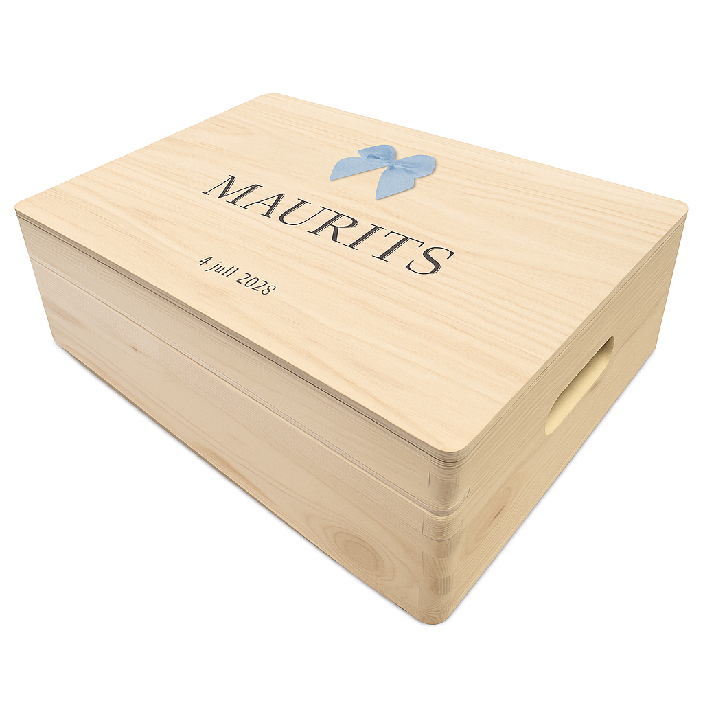 Luxe bewaardoos baby met afbeelding van een strikje