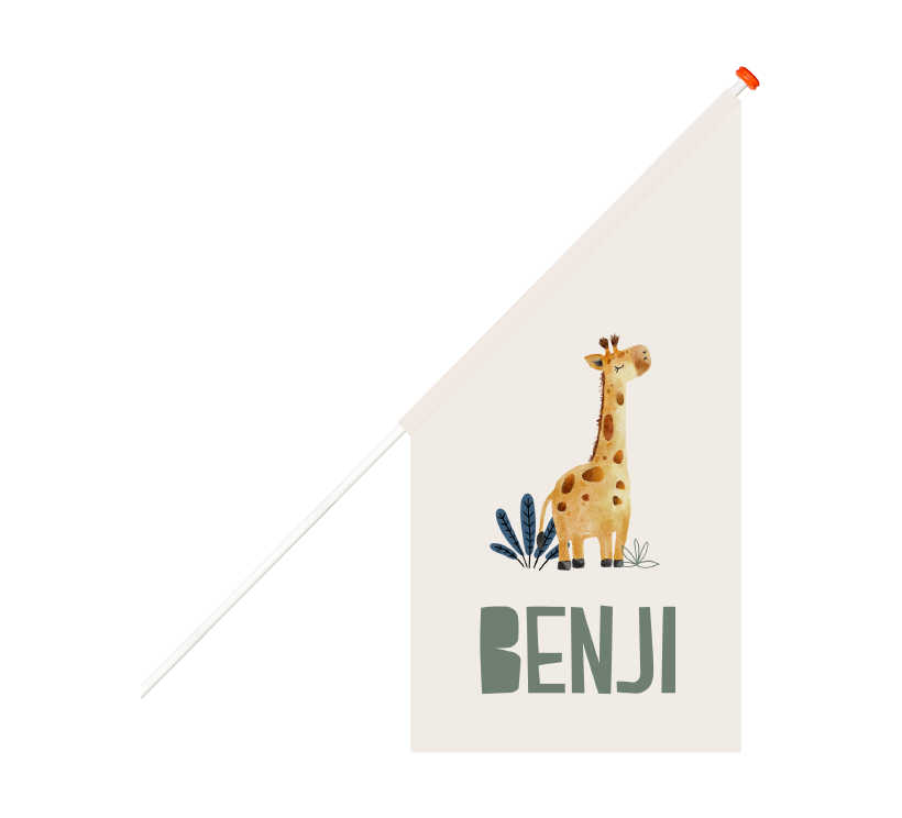 Geboortevlag jungle thema met illustratie giraffe