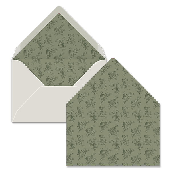 Inlay envelop in groen met bloemetjes