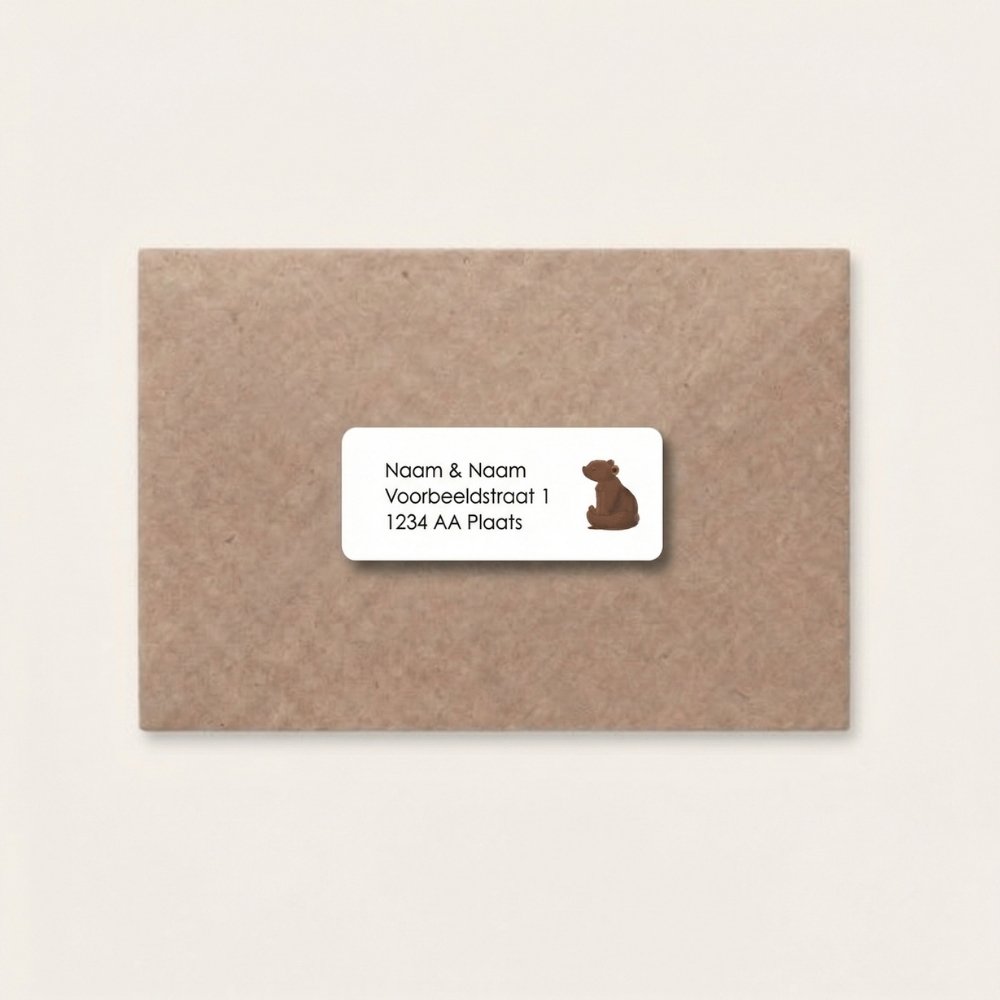 Adresstickers geboortekaartje beertje bruin