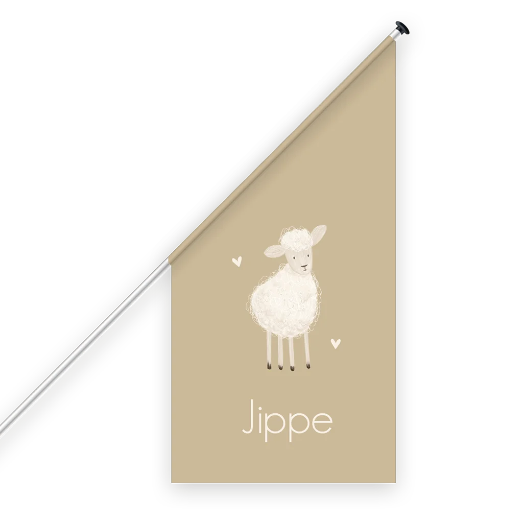 Geboortevlag met naam en lief schaapje
