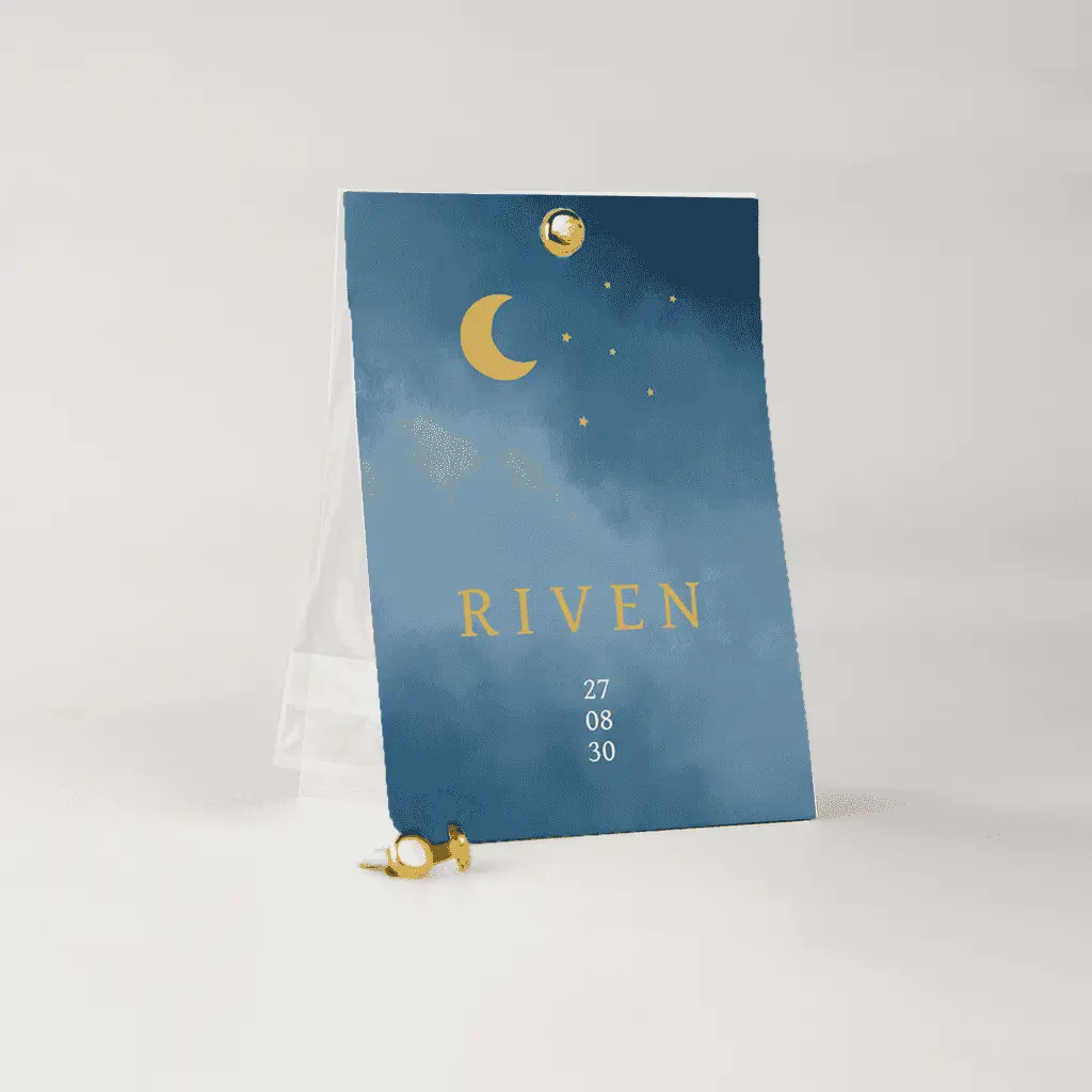 Doopsuiker snoepzakje blauw met maantje