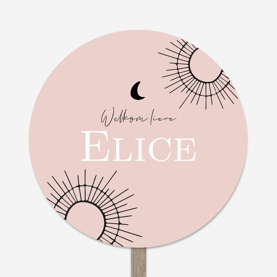 Tuinbord Roze Zonnetjes Maantje