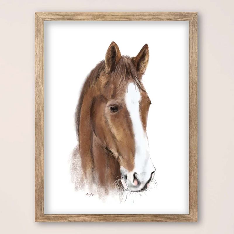 Aanpasbare dieren poster - paarden tekening 