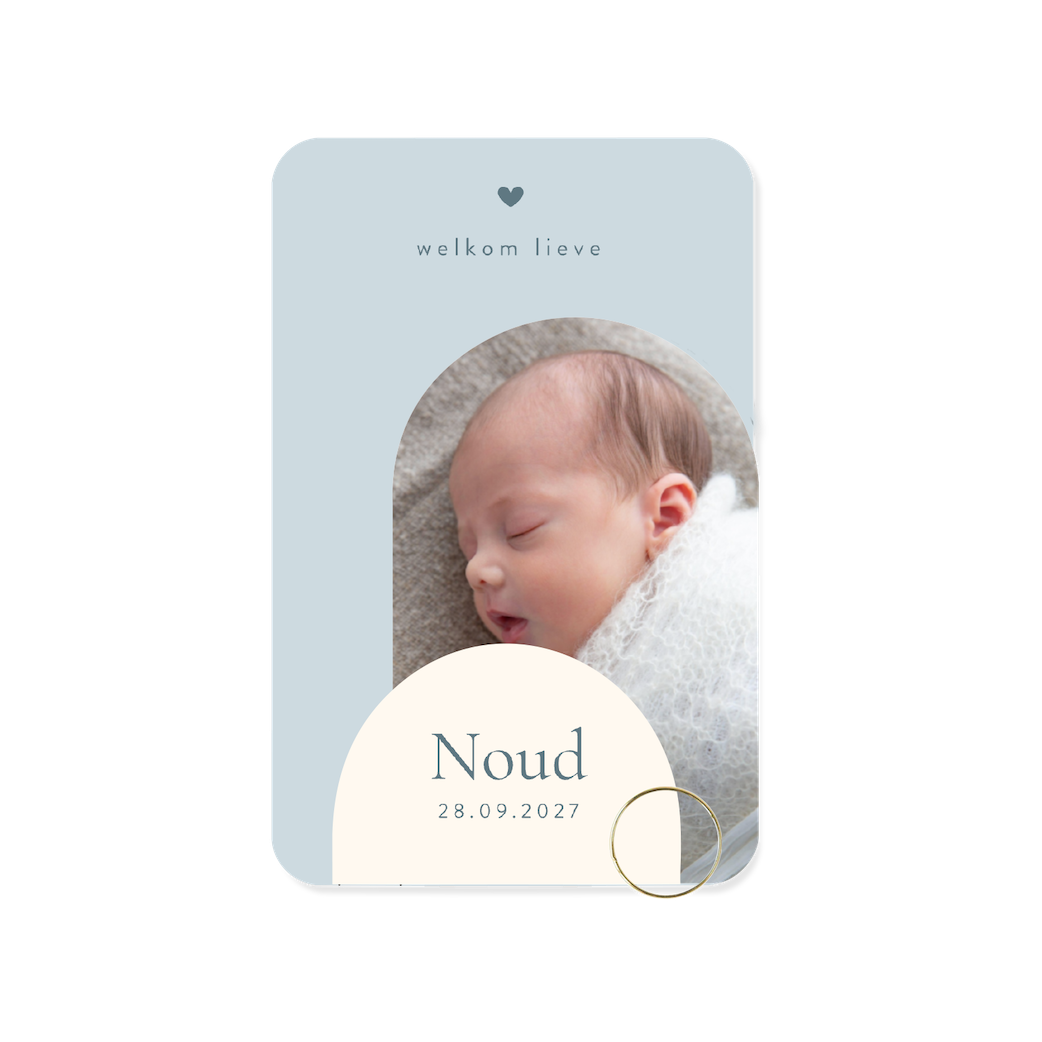Stapel geboortekaartje origineel blauw met foto