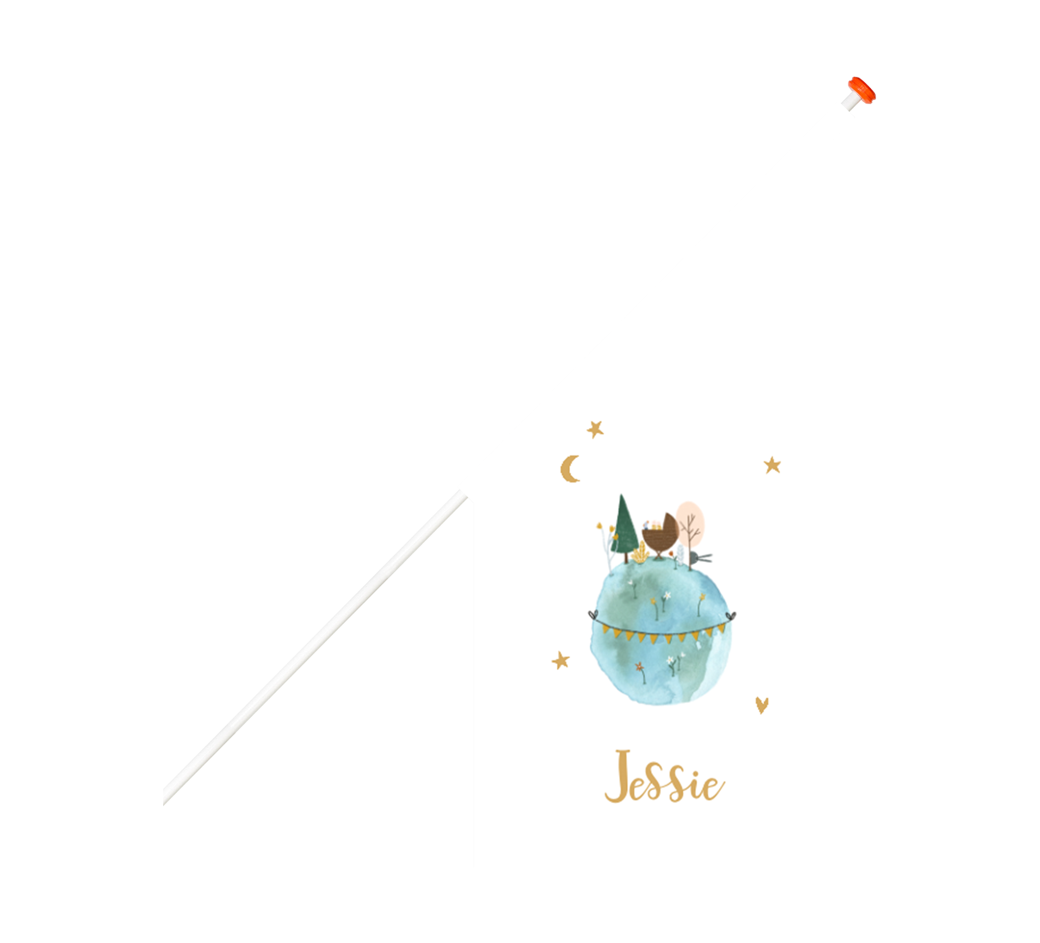 Geboortevlag met wereldbol en sterretjes